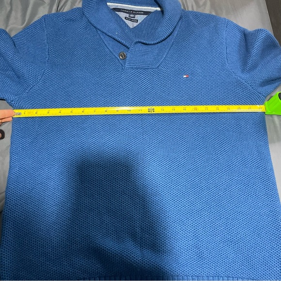 Tommy Hilfiger Cowl Neck Sweater XL Pima Cotton Merino Wool Blue Knit Pullover - Picture 6 of 7